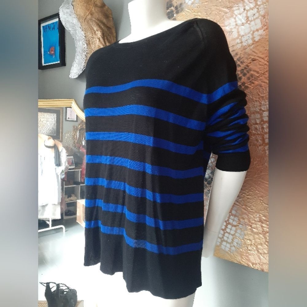 Zara Black and Blue Striped Women's Sweater - Picture 11 of 11